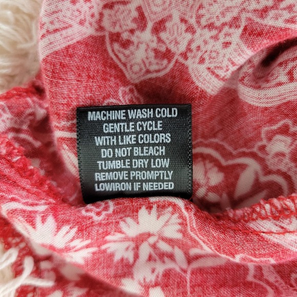 Rue 21 Womens Blouse Large Top Red Crochet Hem Sleeveless Spaghetti Strap Shirt - Picture 8 of 8